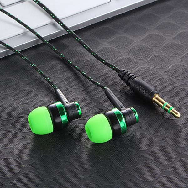 MP3 Wiring Subwoofer Headset Ear Braided Rope Wire Cloth Rope Earplug Noise Isolating Earphone Built-in Mic Handfree