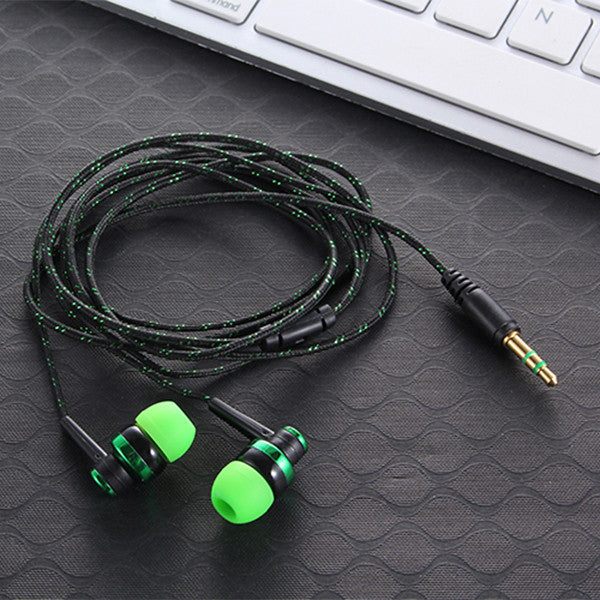 MP3 Wiring Subwoofer Headset Ear Braided Rope Wire Cloth Rope Earplug Noise Isolating Earphone Built-in Mic Handfree