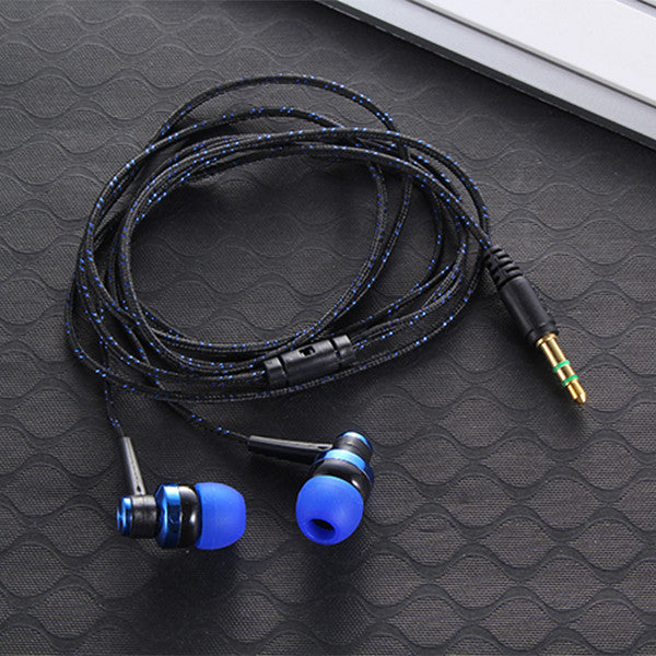 MP3 Wiring Subwoofer Headset Ear Braided Rope Wire Cloth Rope Earplug Noise Isolating Earphone Built-in Mic Handfree