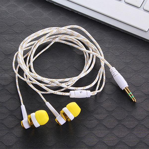 MP3 Wiring Subwoofer Headset Ear Braided Rope Wire Cloth Rope Earplug Noise Isolating Earphone Built-in Mic Handfree